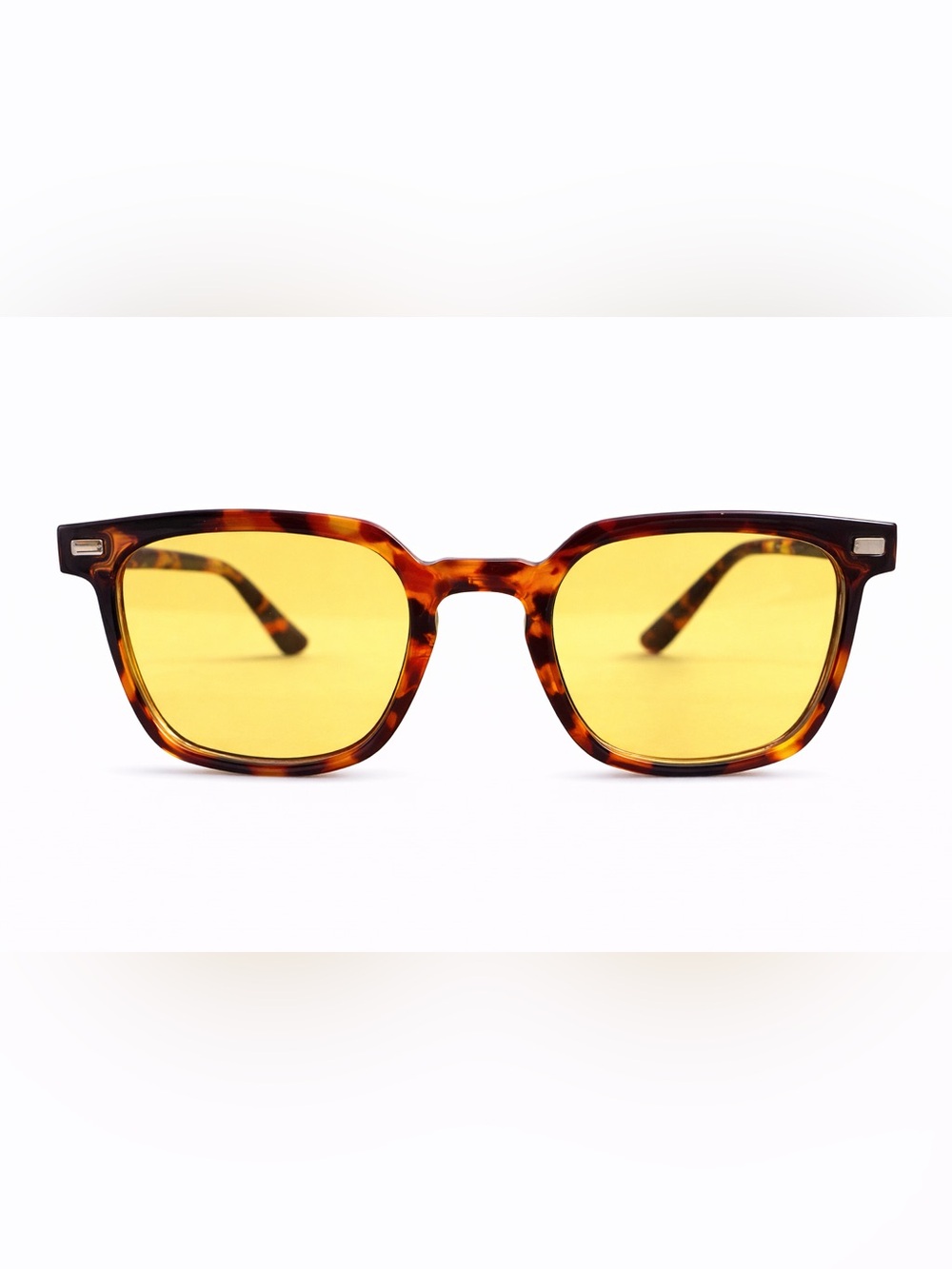 Retro Tortoiseshell Yellow Lens Unisex Sunglasses | Square Vintage Frames